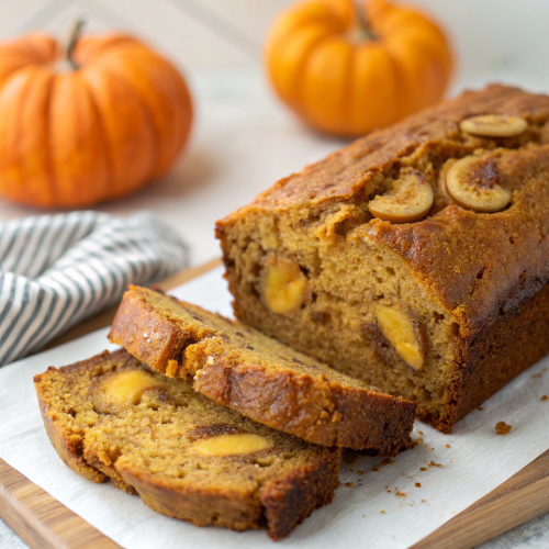 a-close-up-of-a-sliced-banana-pumpkin-bread-loaf-- (2) Banana Pumpkin Bread