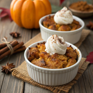 a-close-up-of-golden-brown-pumpkin-bread-pudding-i Pumpkin Bread Pudding