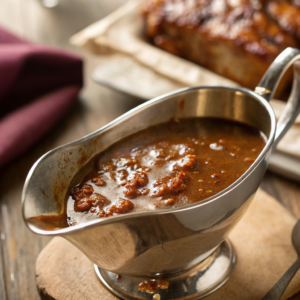 a-close-up-view-of-a-saucepan-filled-with-gravy-sa Simple Beef Gravy
