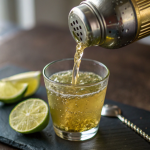 close-up-view-of-a-green-tea-shot-mocktail-in-shak Refreshing Green Tea Shot Mocktail