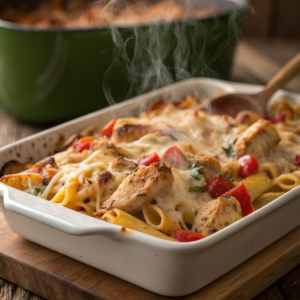 close-up-view-of-a-hot--bubbling-marry-me-chicken- Marry Me Chicken Pasta Bake