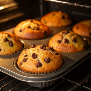 close-up-view-of-golden-brown-muffins-baking-in-th (1) Chocolate Chip Muffins