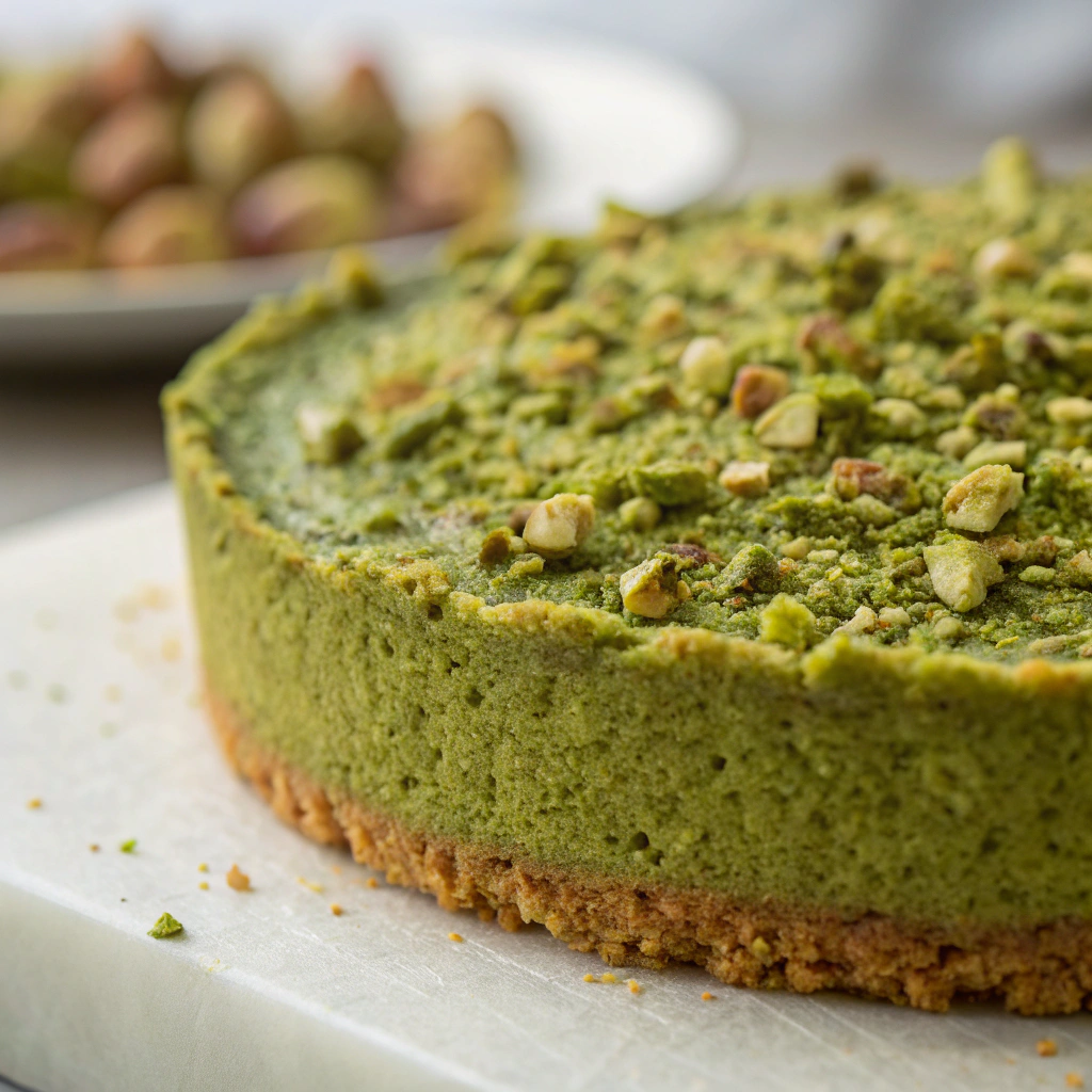 A close-up of golden, nutty shortbread crust pressed into a baking dish, ready for the oven.